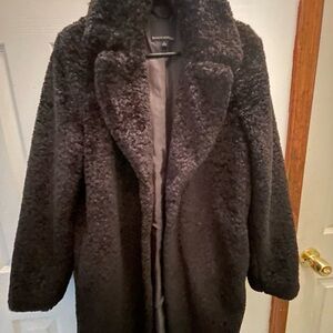 Banana Republic Black Teddy Jacket Plush Oversized Style